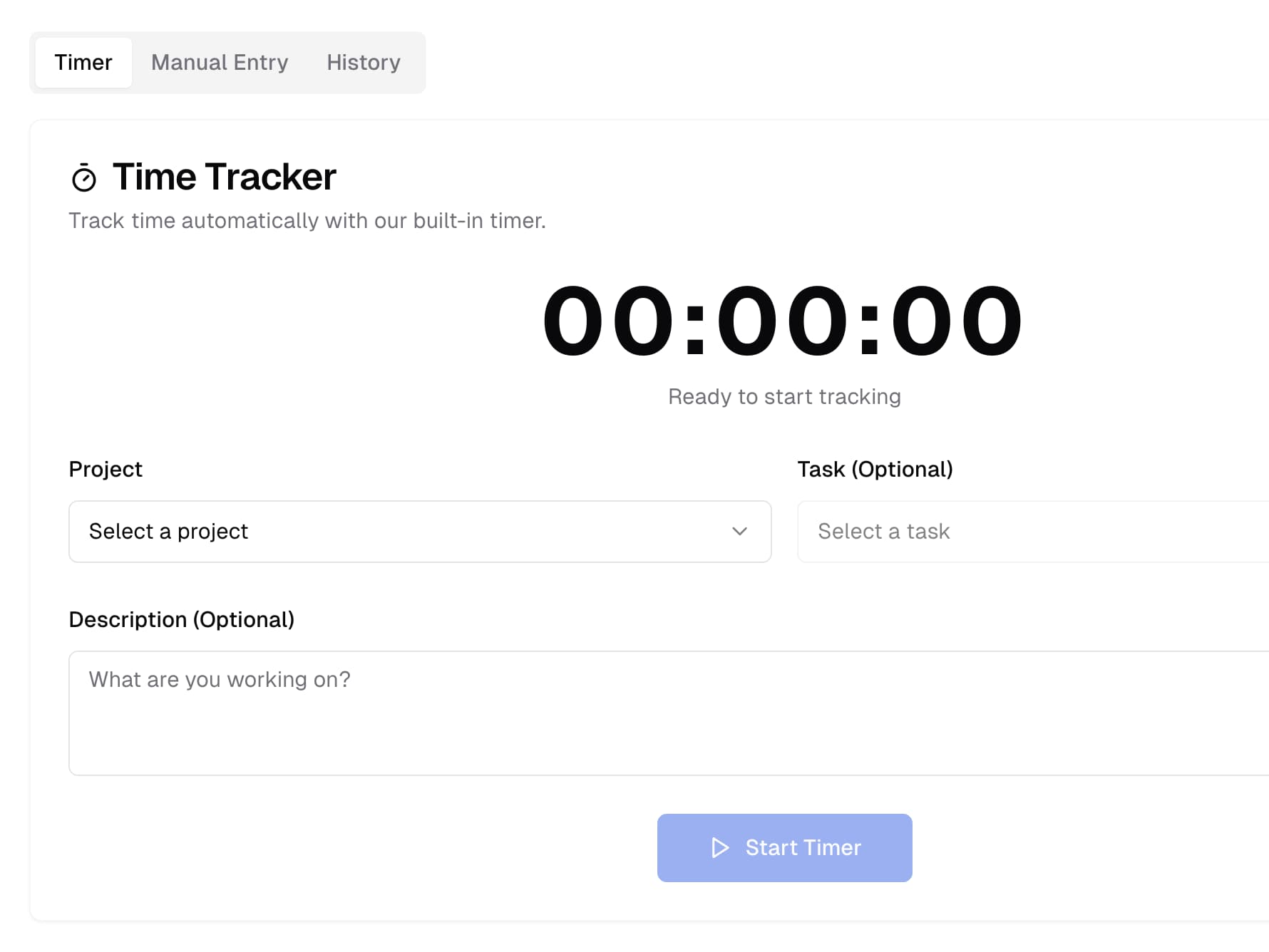 FreelancerOps time tracking dashboard with project timers and productivity analytics